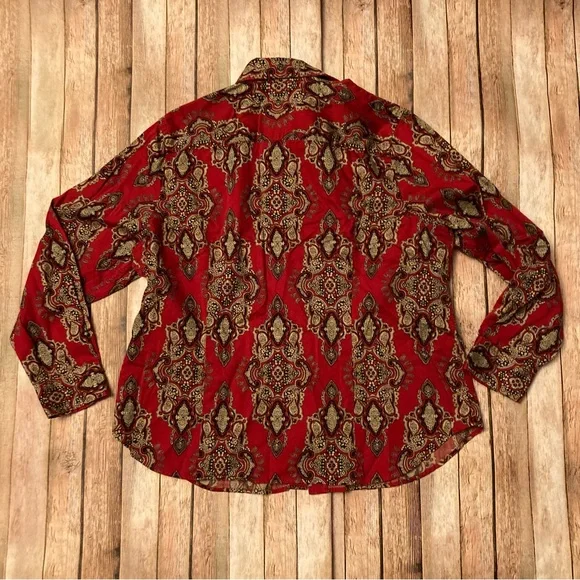 Jones New York Signature Woman 2X Fitted Button Up Blouse long Sleeve - Picture 8 of 9